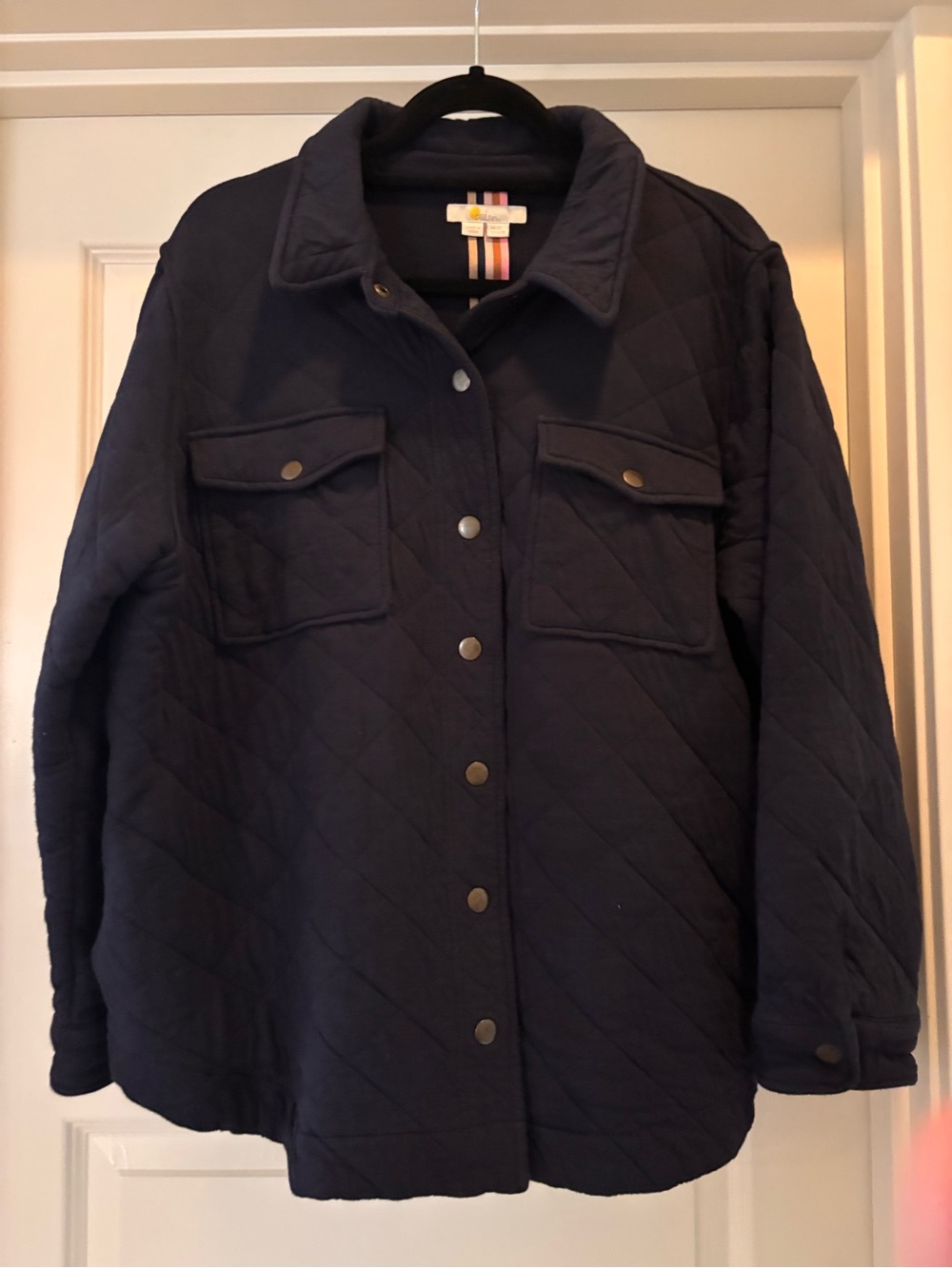 Boden Quilted Snap-Front Jacket - Navy